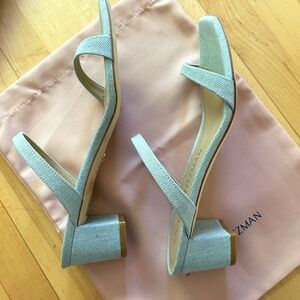 Stuart Weitzman NWT Aleena dress sandal block heel vintage denim blue